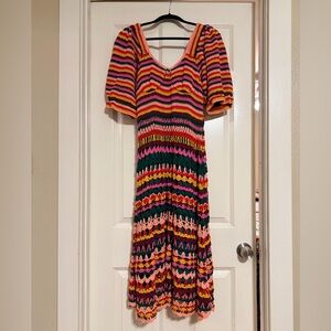 FARM Rio Paloma Crochet Midi Dress NWT